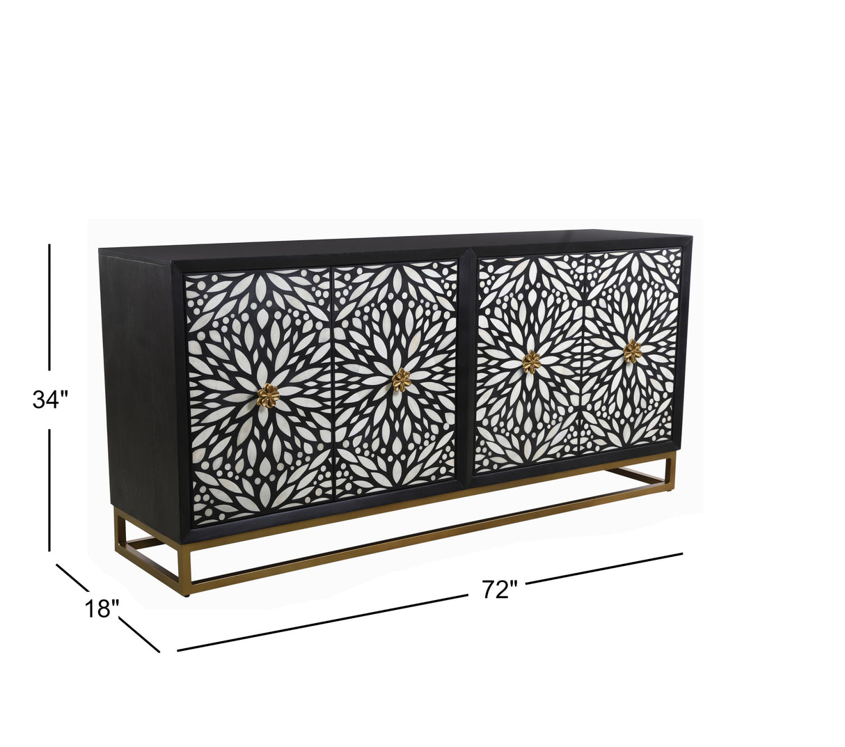 Bassett Ebonized Mango, Contrasting Bone/Resin, Ant Brass Iron Stand Cameron Server