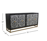 Bassett Ebonized Mango, Contrasting Bone/Resin, Ant Brass Iron Stand Cameron Server