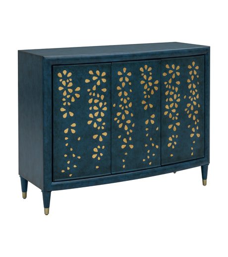 Bassett Antique Blue, Gold Leaf Paint Argento Hall Cabinet