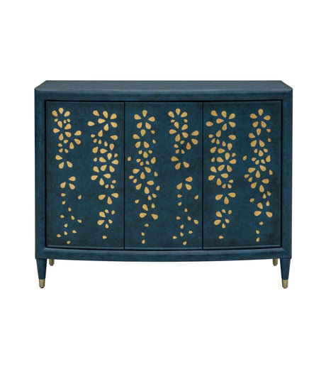 Bassett Antique Blue, Gold Leaf Paint Argento Hall Cabinet