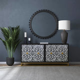 Bassett Antique Blue, Gold Leaf Paint Argento Hall Cabinet