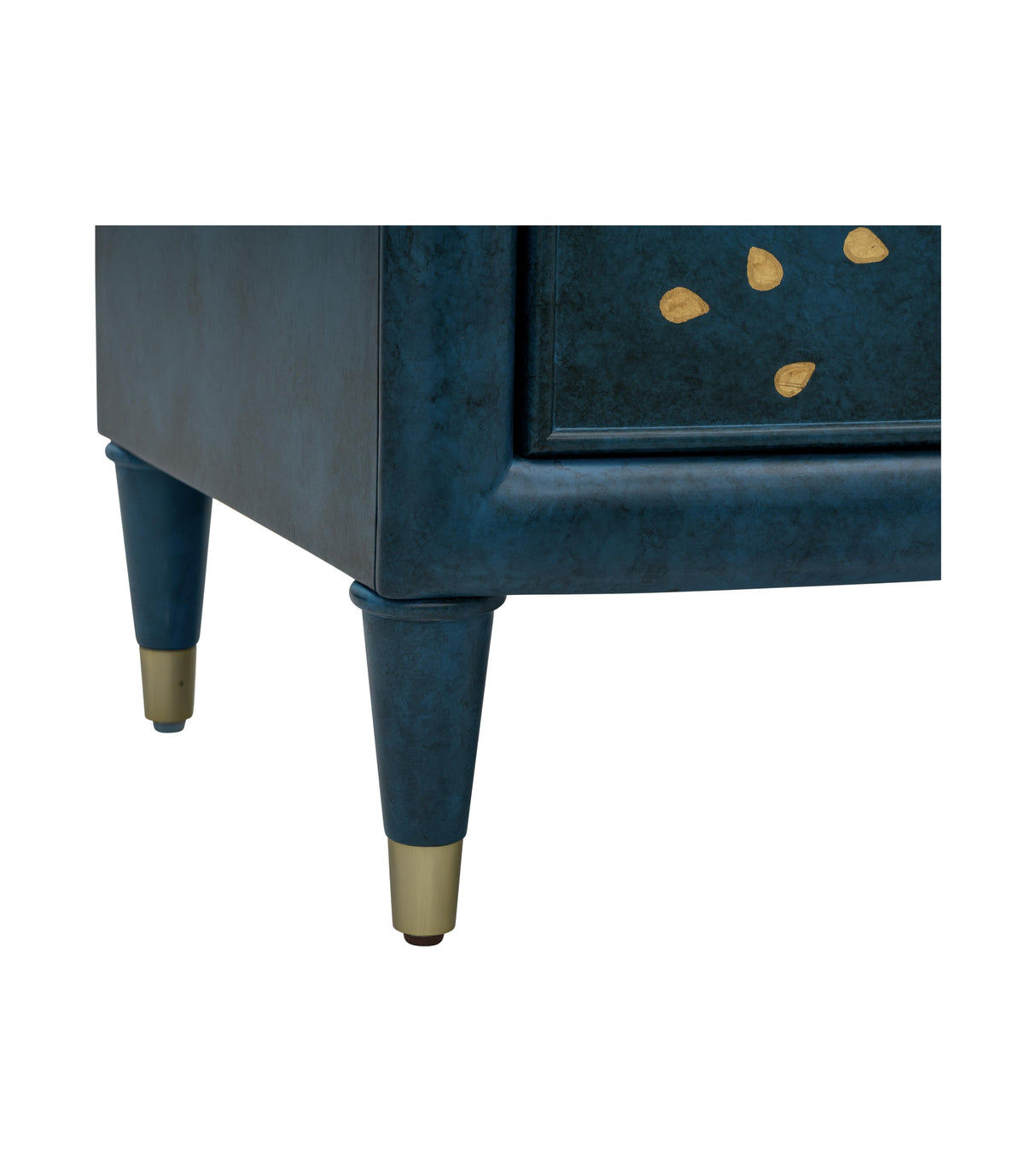 Bassett Antique Blue, Gold Leaf Paint Argento Hall Cabinet