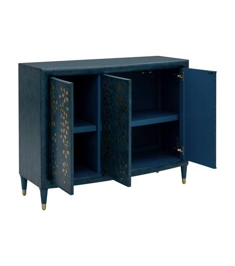 Bassett Antique Blue, Gold Leaf Paint Argento Hall Cabinet