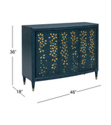 Bassett Antique Blue, Gold Leaf Paint Argento Hall Cabinet