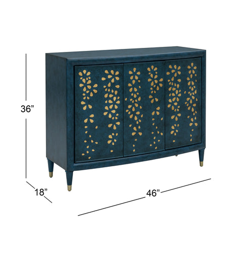 Bassett Antique Blue, Gold Leaf Paint Argento Hall Cabinet