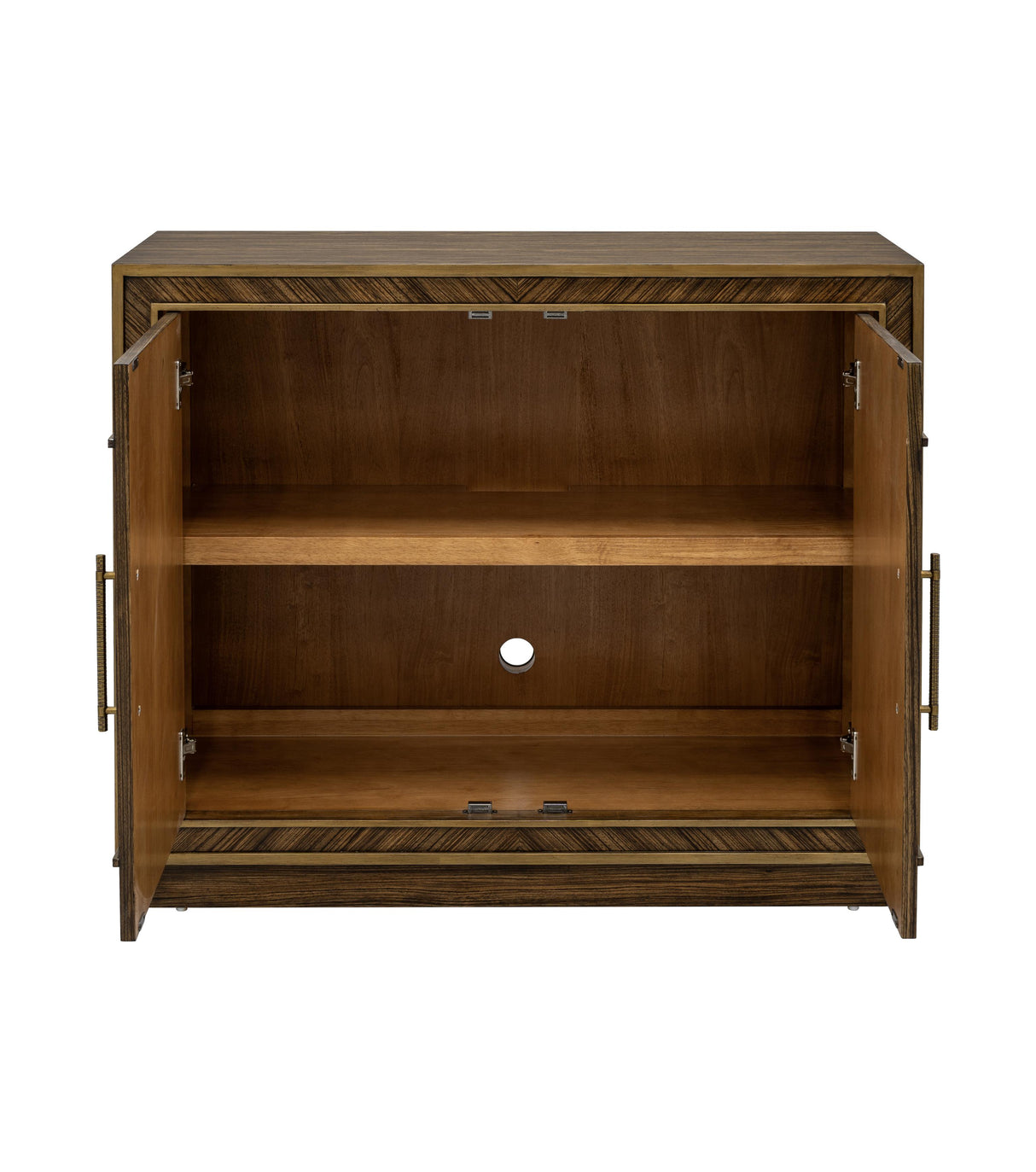 Bassett Rich Brown Zebrano, Gold Accents Claudia Hall Cabinet