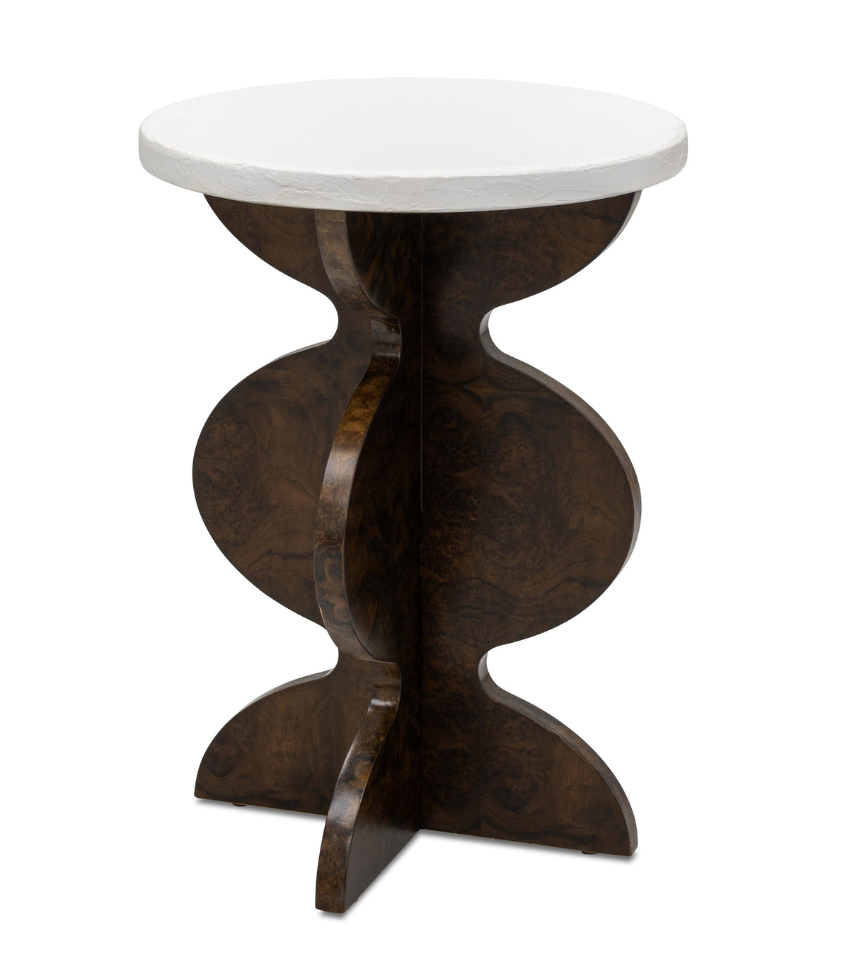 Bassett Black Walnut Burl, White Plaster Paloma Accent Table
