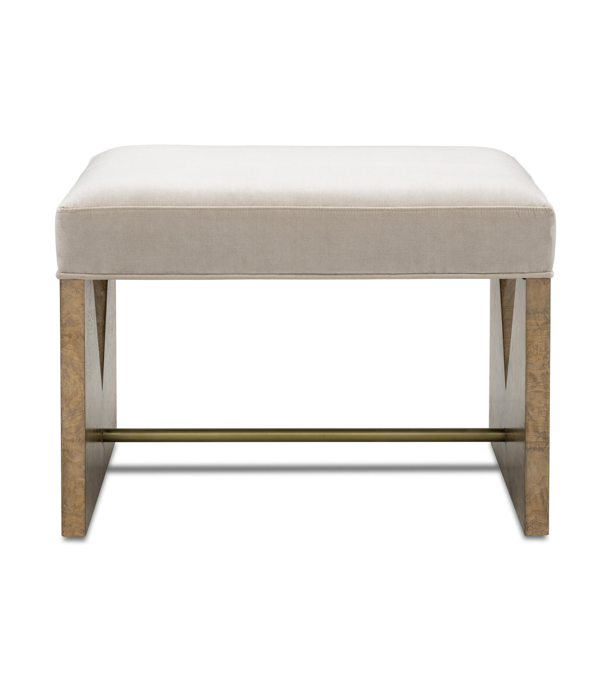 Bassett Brown Ash Burl, Grey Velvet Laurent Accent Stool