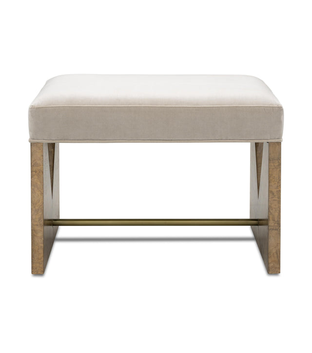 Bassett Brown Ash Burl, Grey Velvet Laurent Accent Stool