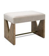 Bassett Brown Ash Burl, Grey Velvet Laurent Accent Stool
