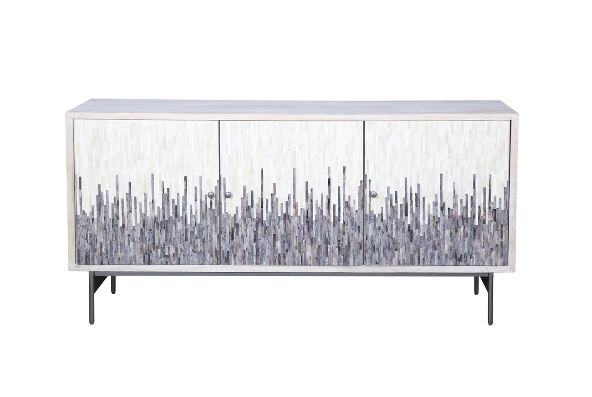 Bassett White Wash Mango, Contrasting Ivory & Blue Bone/Resin, Soft Pewter Zooey Server