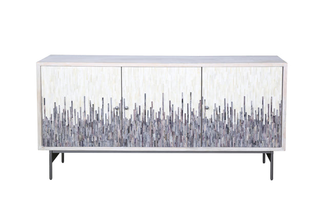 Bassett White Wash Mango, Contrasting Ivory & Blue Bone/Resin, Soft Pewter Zooey Server
