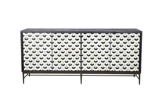 Bassett Black Mango, Black/White Bone & Resin, Antique Brass Klaus Server