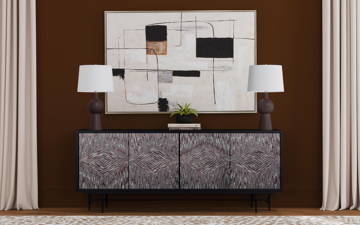 Bassett Black Mango, Black/White Bone & Resin, Antique Brass Klaus Server