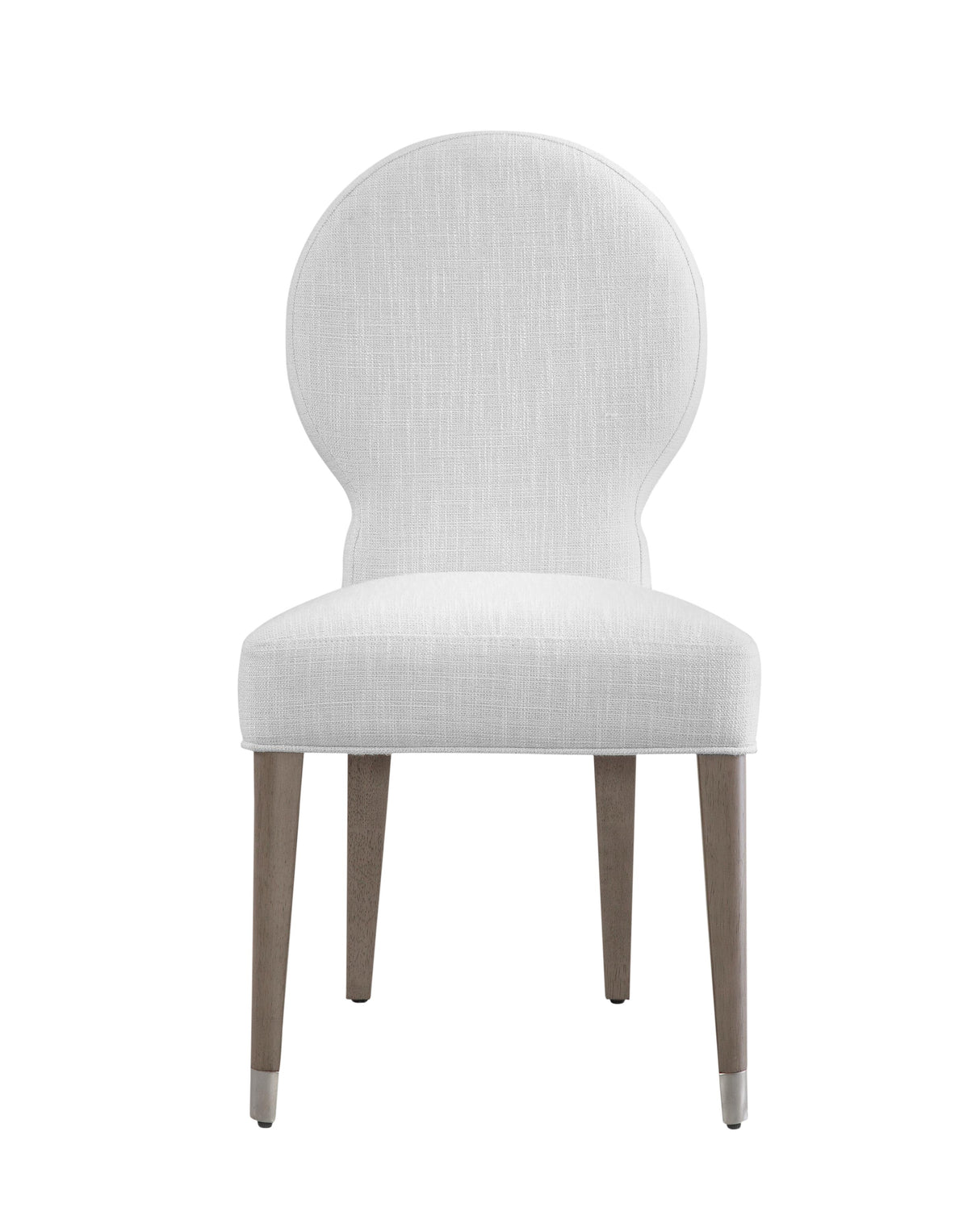 Bassett Porcelain Fabric, Light Oak Legs, Brushed Nickel Feet Caps Farrah Dining Chair Set of 2
