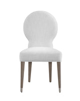 Bassett Porcelain Fabric, Light Oak Legs, Brushed Nickel Feet Caps Farrah Dining Chair Set of 2
