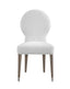 Bassett Porcelain Fabric, Light Oak Legs, Brushed Nickel Feet Caps Farrah Dining Chair Set of 2