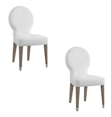 Bassett Porcelain Fabric, Light Oak Legs, Brushed Nickel Feet Caps Farrah Dining Chair Set of 2