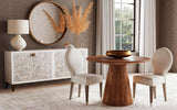 Bassett Porcelain Fabric, Light Oak Legs, Brushed Nickel Feet Caps Farrah Dining Chair Set of 2