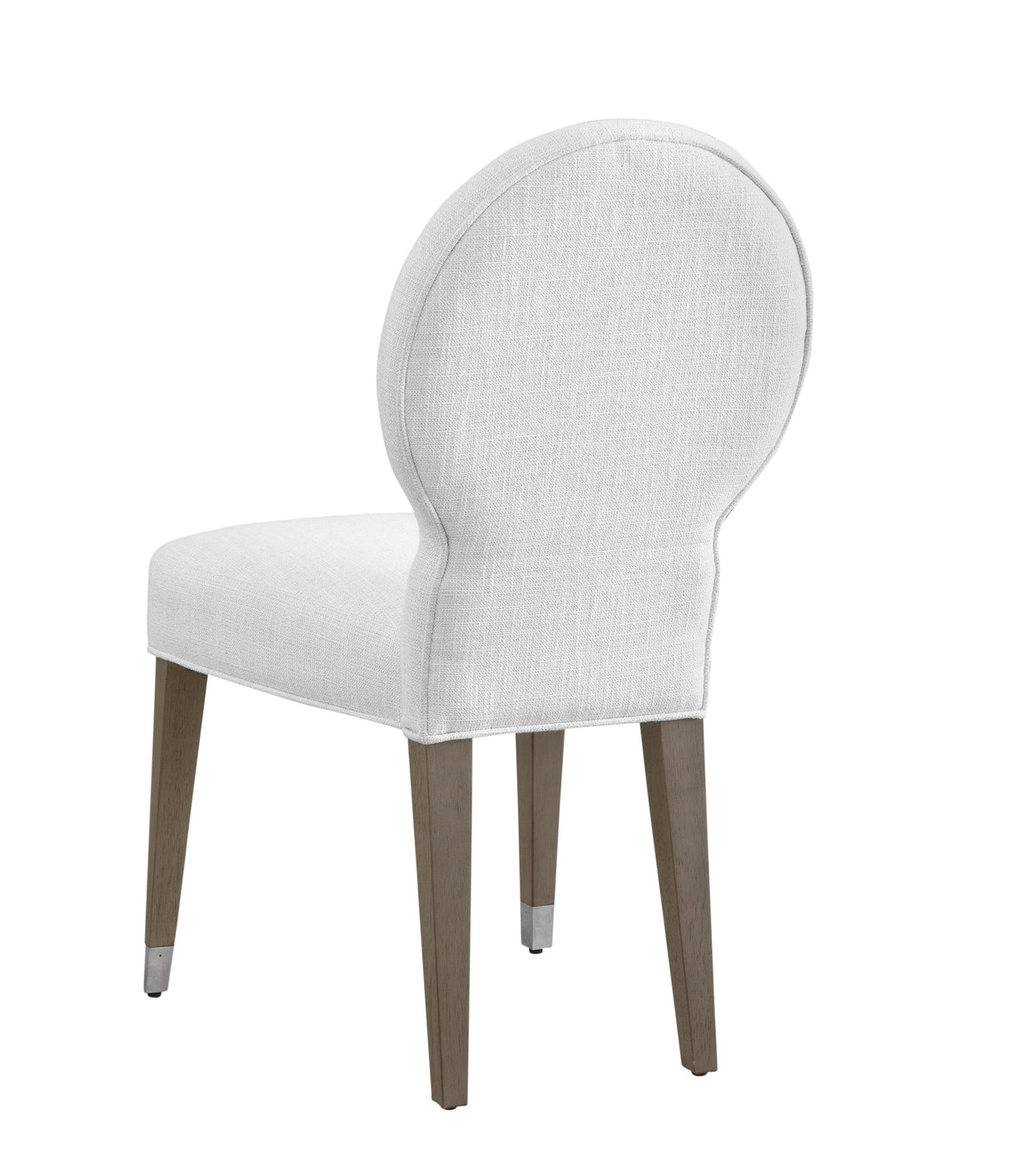 Bassett Porcelain Fabric, Light Oak Legs, Brushed Nickel Feet Caps Farrah Dining Chair Set of 2