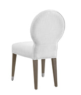 Bassett Porcelain Fabric, Light Oak Legs, Brushed Nickel Feet Caps Farrah Dining Chair Set of 2