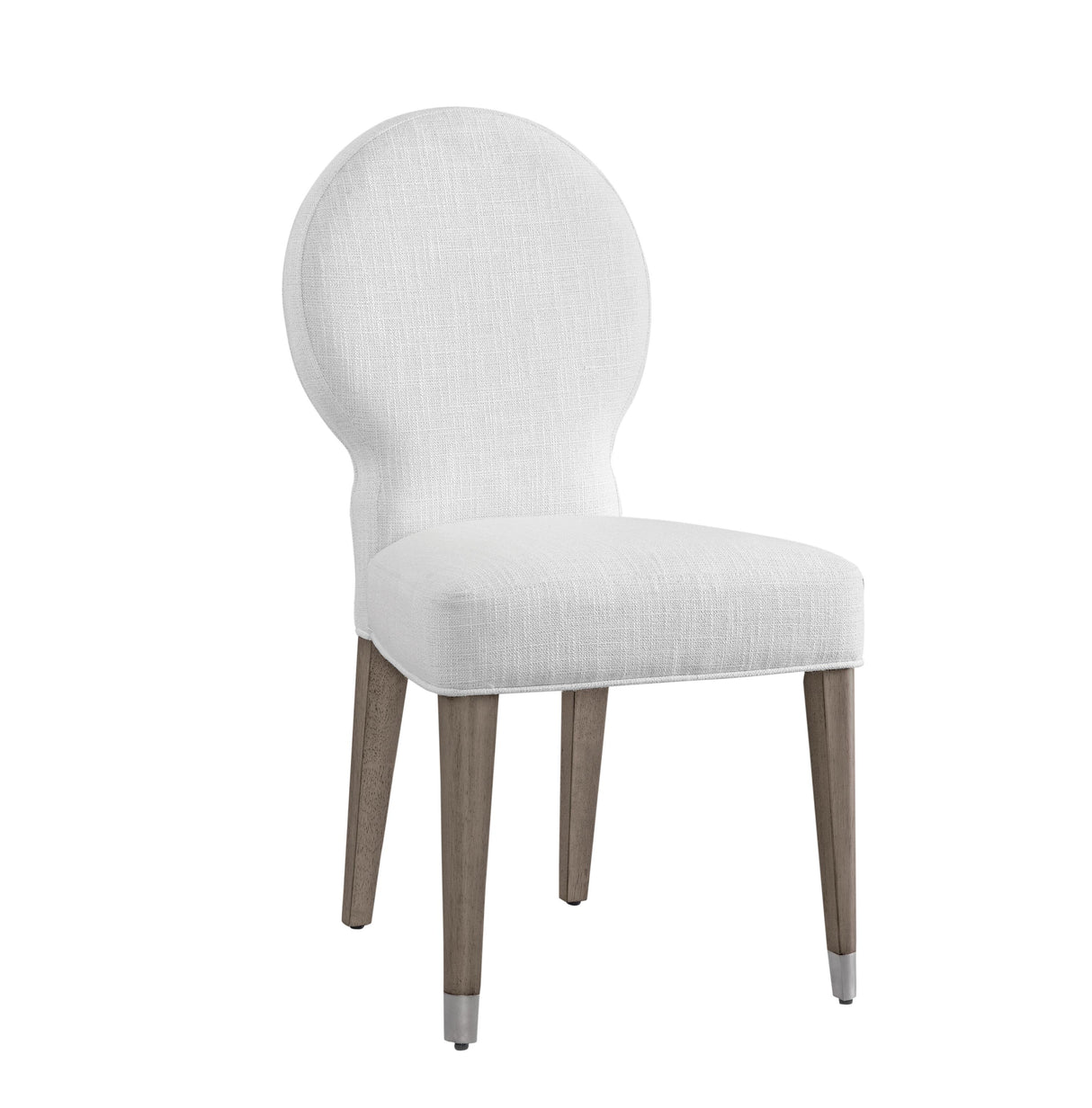 Bassett Porcelain Fabric, Light Oak Legs, Brushed Nickel Feet Caps Farrah Dining Chair Set of 2