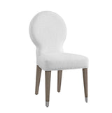 Bassett Porcelain Fabric, Light Oak Legs, Brushed Nickel Feet Caps Farrah Dining Chair Set of 2