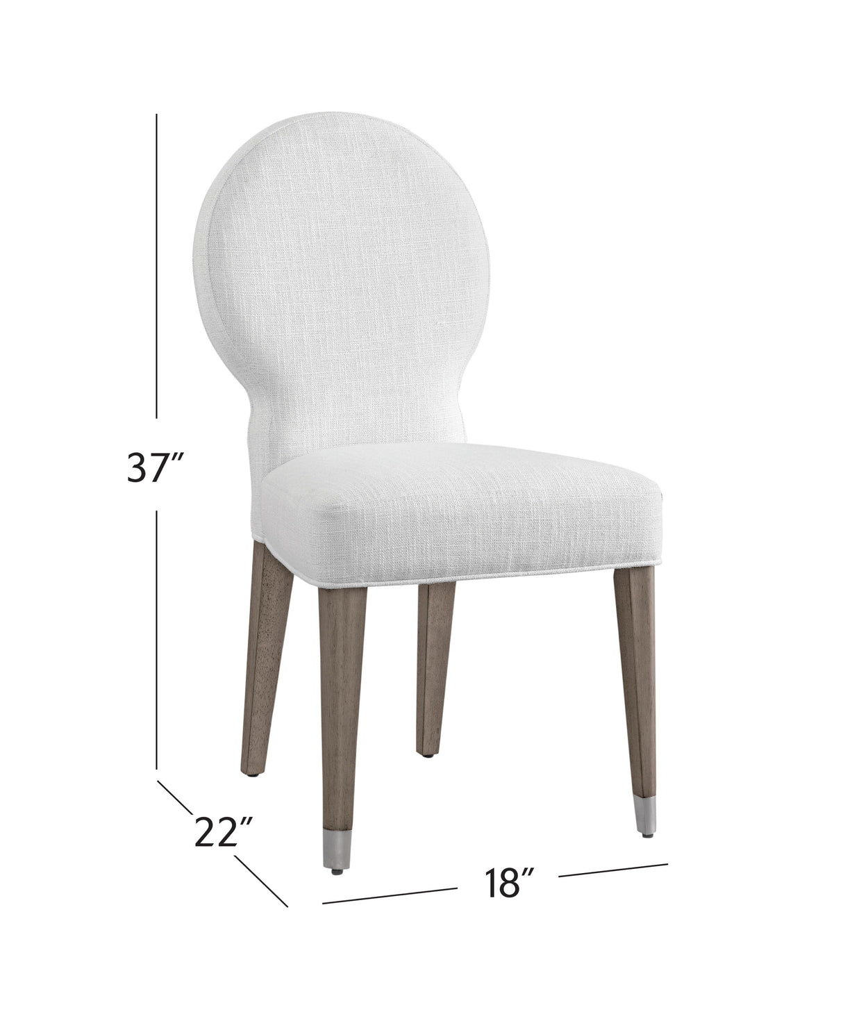 Bassett Porcelain Fabric, Light Oak Legs, Brushed Nickel Feet Caps Farrah Dining Chair Set of 2