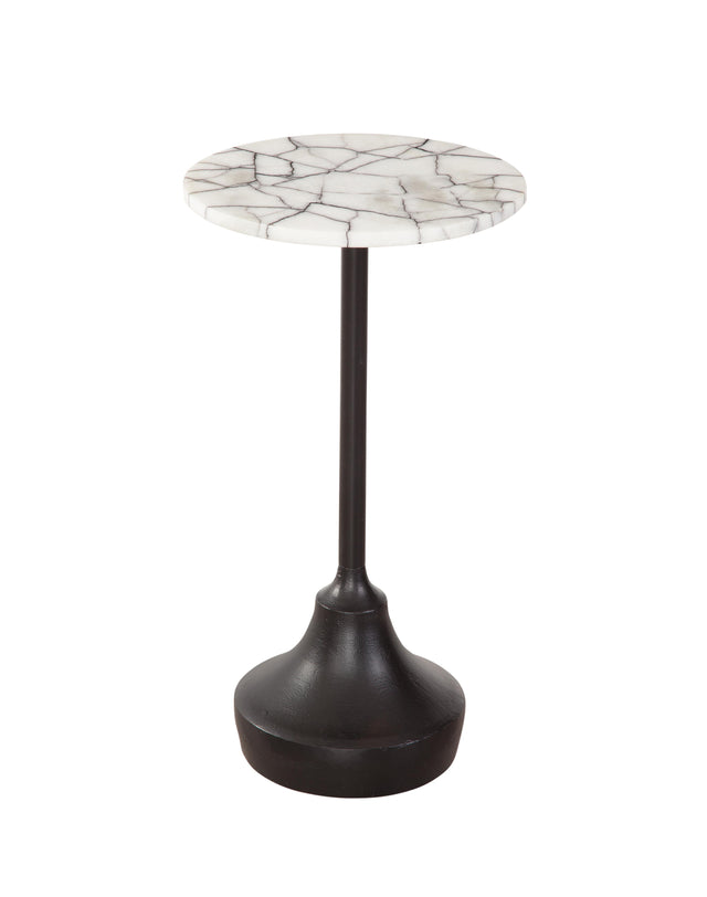 Bassett Black Metal / White Marble Talley Accent Table