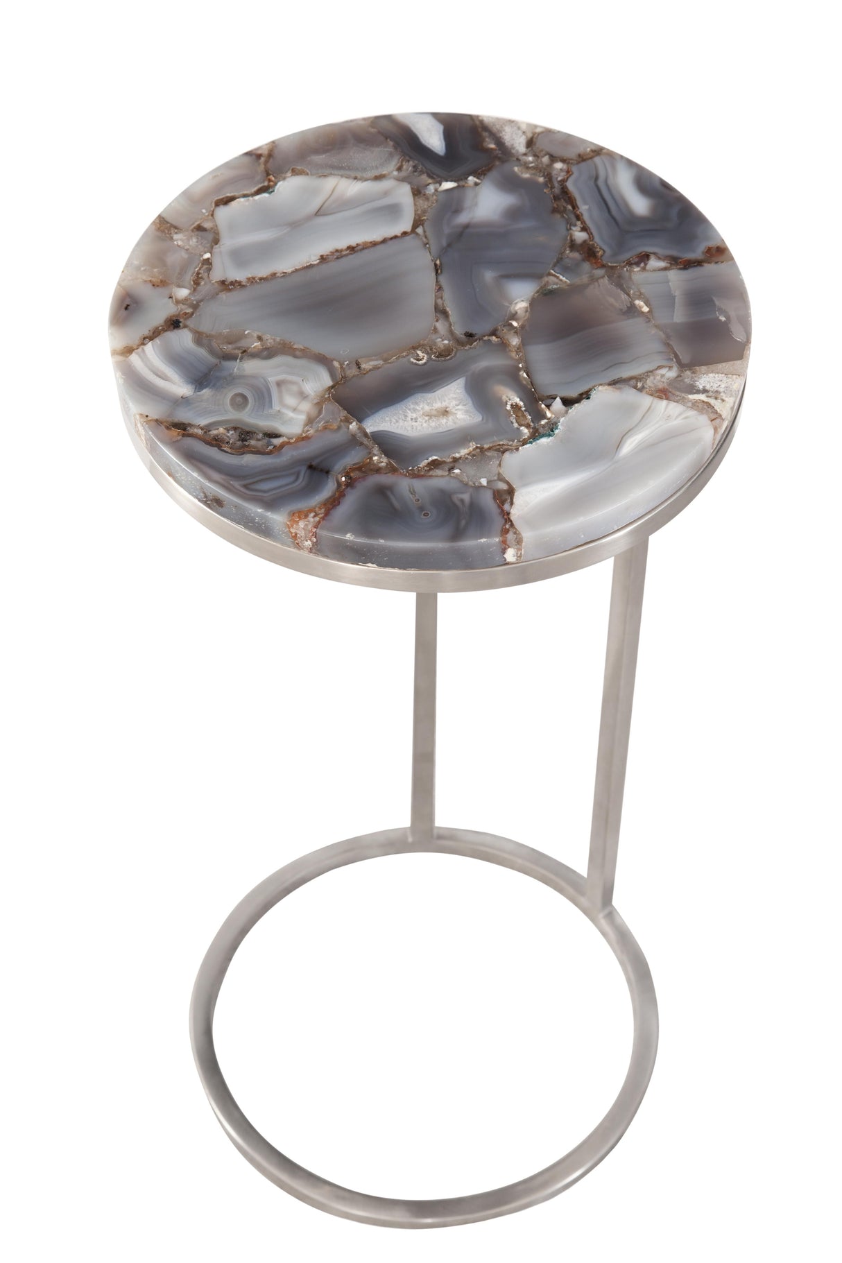 Bassett Grey Agate/Brushed Nickel McCoy Accent Table