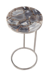 Bassett Grey Agate/Brushed Nickel McCoy Accent Table