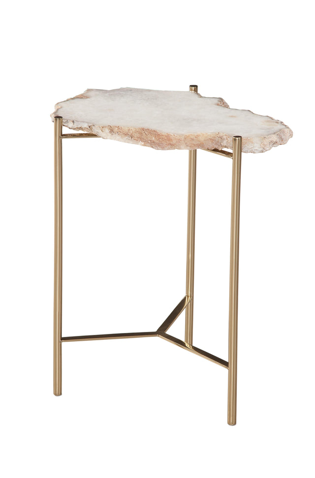Bassett Cast Natural Marble / Champagne Gold Metal Cora Accent Table