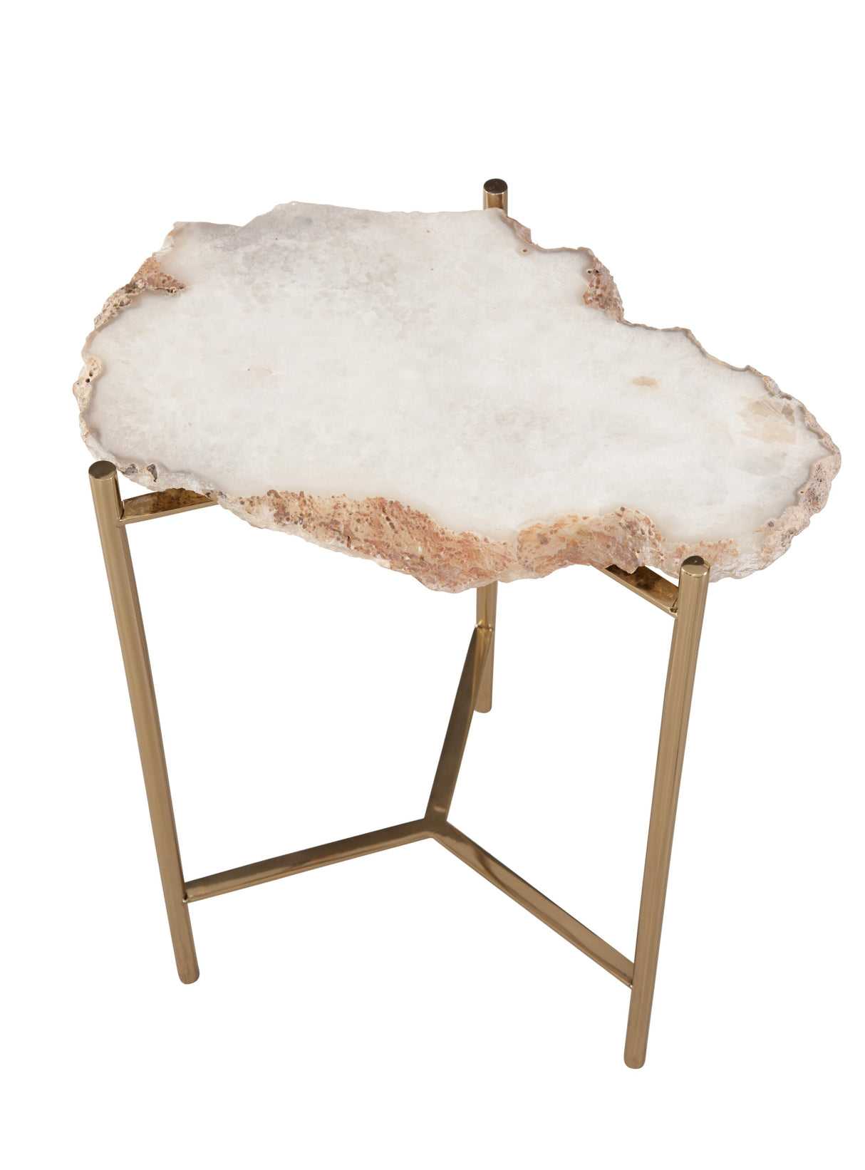 Bassett Cast Natural Marble / Champagne Gold Metal Cora Accent Table