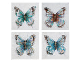 Bassett Blue Metallic Butterflies Framed Canvas Set of 4