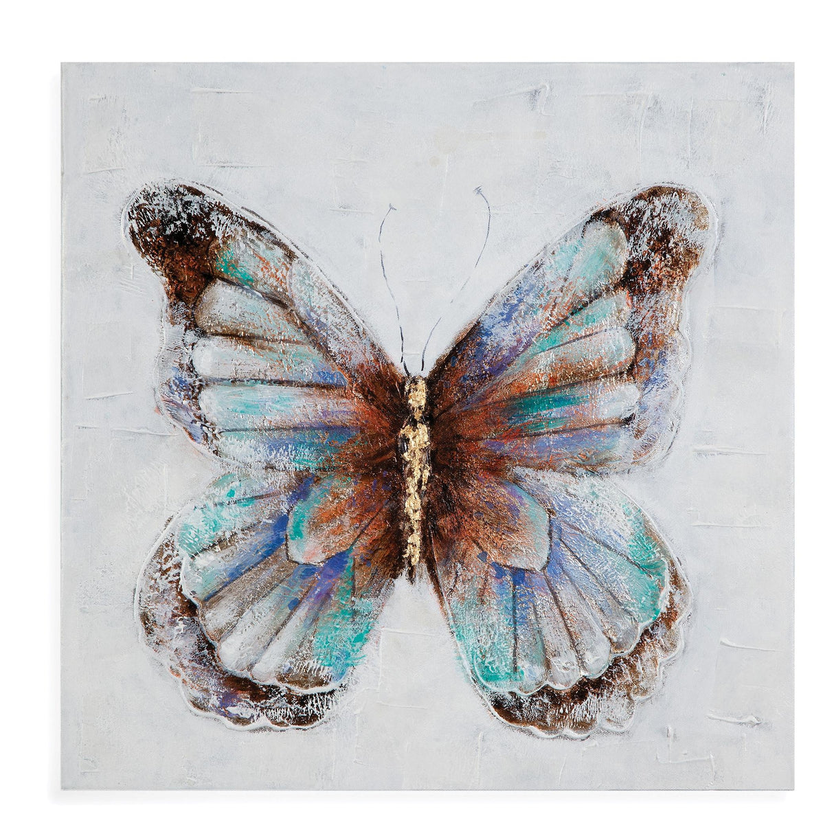 Bassett Blue Metallic Butterflies Framed Canvas Set of 4