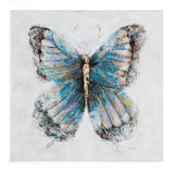 Bassett Blue Metallic Butterflies Framed Canvas Set of 4