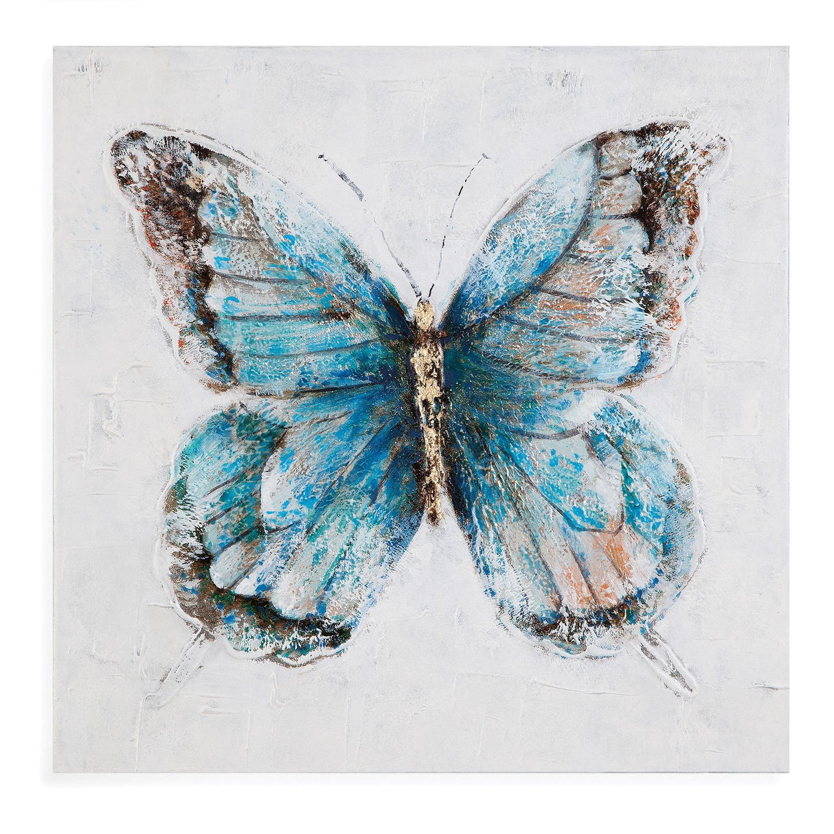 Bassett Blue Metallic Butterflies Framed Canvas Set of 4
