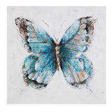 Bassett Blue Metallic Butterflies Framed Canvas Set of 4