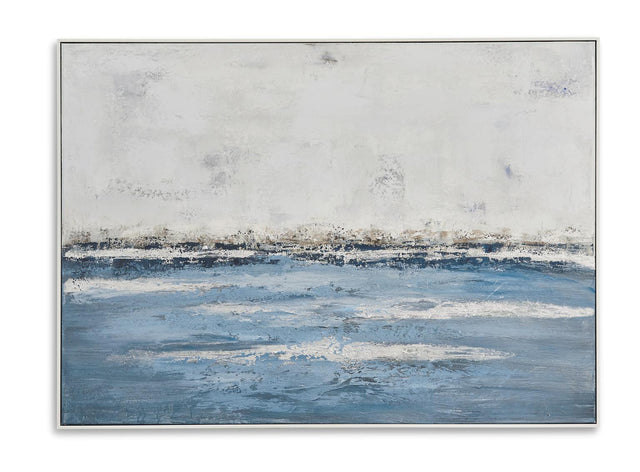 Bassett Blue Soft Waves Framed Canvas