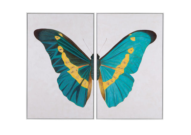 Bassett White Frame Butterfly Wings Framed Canvas Set of 2
