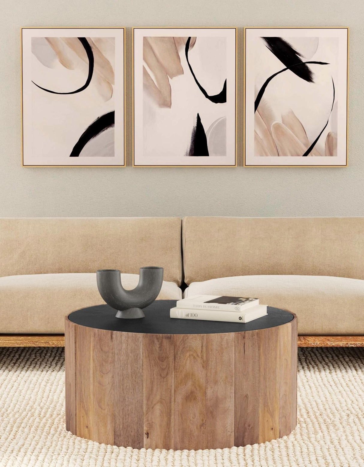 Bassett White Eartha Framed Canvas Set of 3
