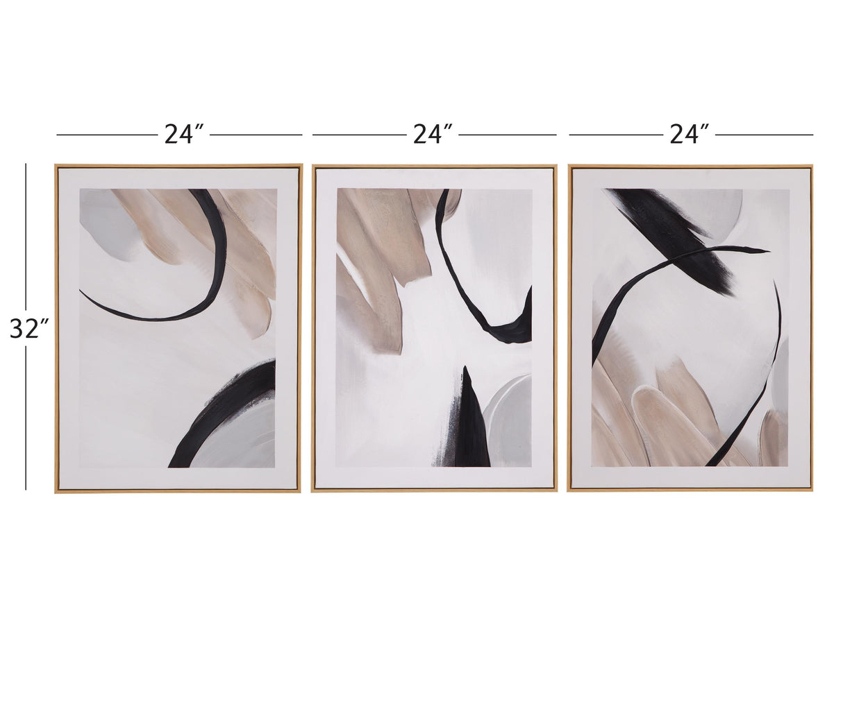 Bassett White Eartha Framed Canvas Set of 3