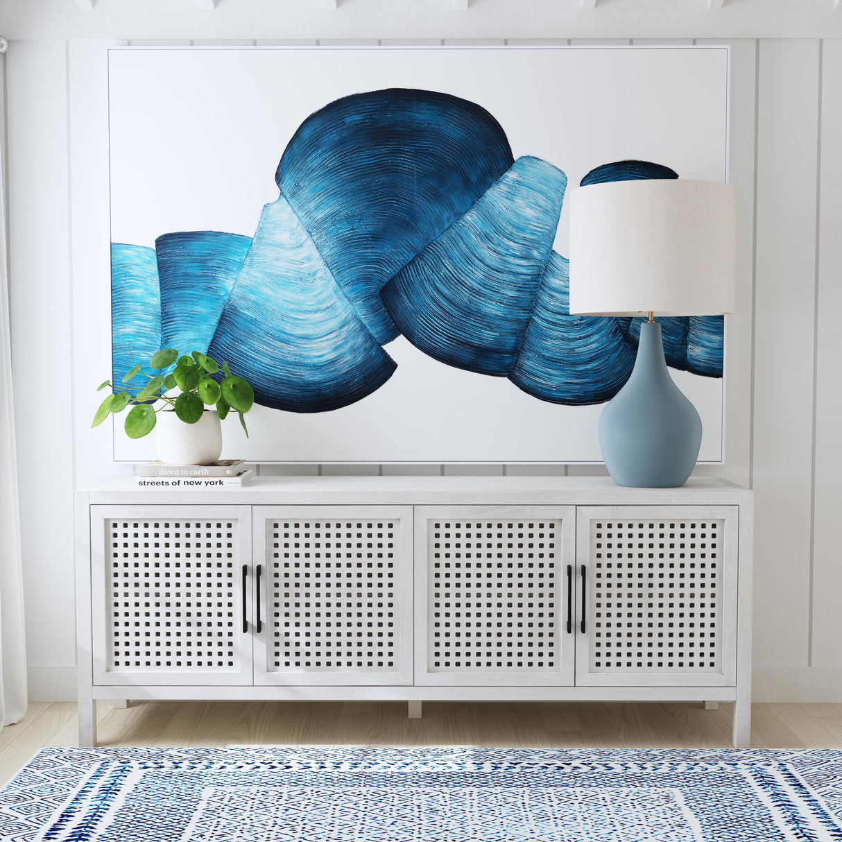 Bassett Blue Ribbons Framed Canvas