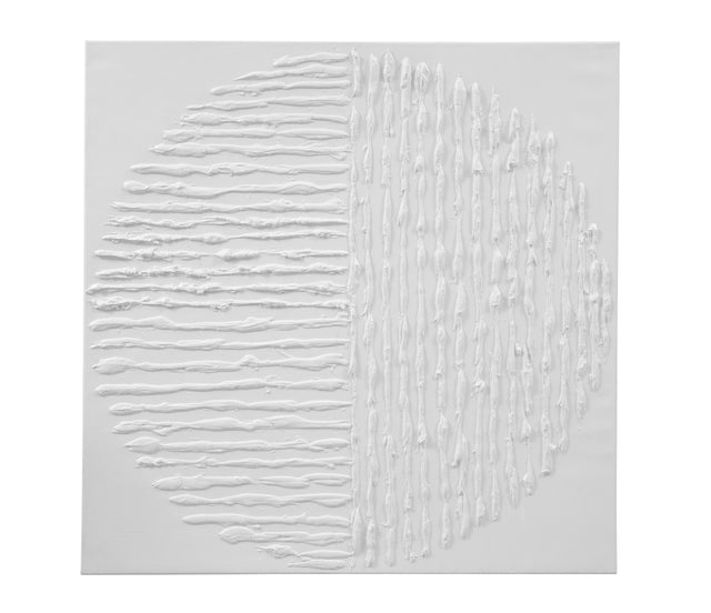 Bassett White Textured Circle Canvas Art