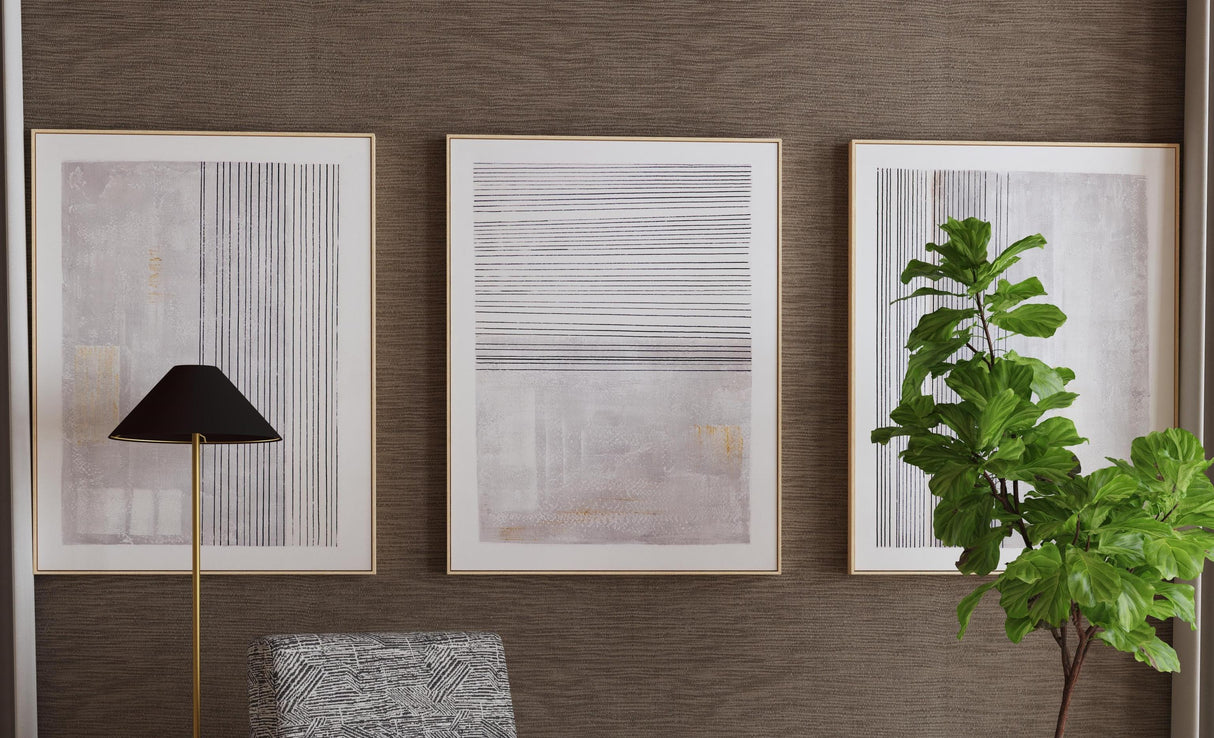 Bassett Brown Razi Framed Canvas Set of 3
