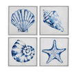 Bassett White Frame Shells Framed Canvas s/4