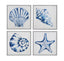 Bassett White Frame Shells Framed Canvas s/4