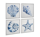 Bassett White Frame Shells Framed Canvas s/4