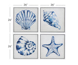Bassett White Frame Shells Framed Canvas s/4