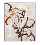 Bassett White, Brown, Orange, Gray, Brown Frame, Carnival Framed Canvas